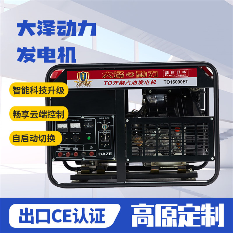 电启动10 12 15kw小型汽油发电机双缸风冷大泽动力