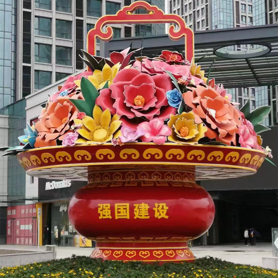 摆件大花篮绿雕  公园广场大型景观户外园林绿雕