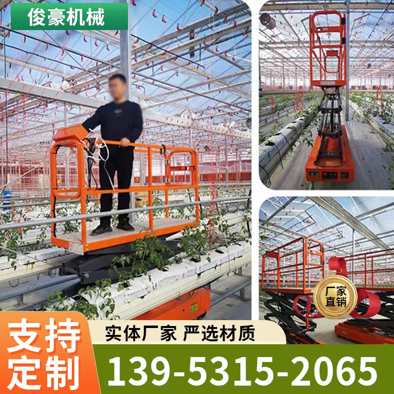 轨道自行走温室升降车 移动轨道式电动升降机果蔬大棚自行采摘机