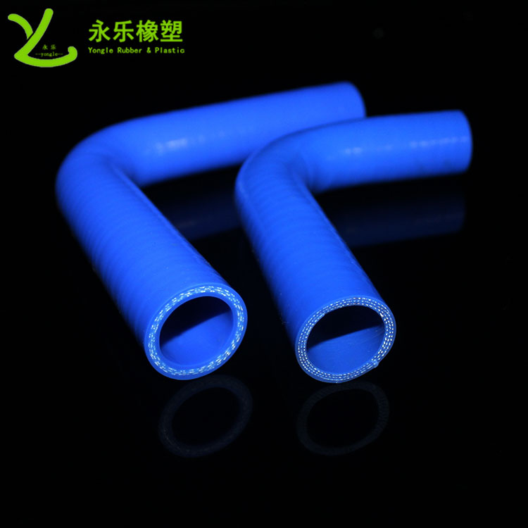 三层编织硅胶弯管 蓝色汽车耐老化编织管