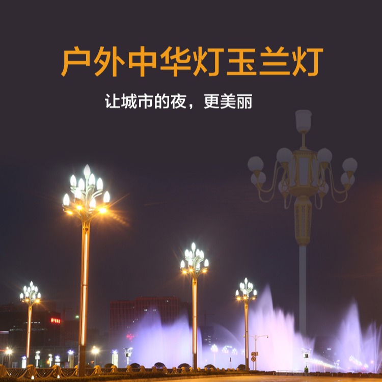 来图定制，中华灯生产厂家，中华灯玉兰灯城市道路灯杆直杆户外防水灯景观庭院超亮广场高杆灯
