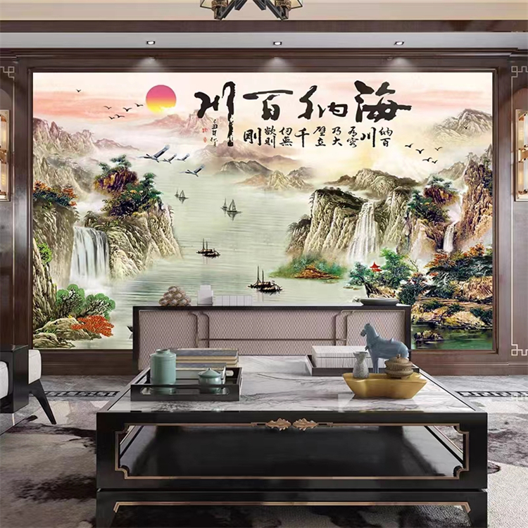 竹木纤维PET高光背景墙3D精印图案无限连纹