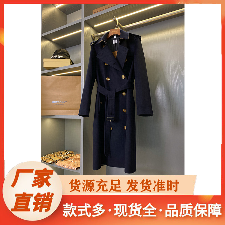 风衣厂家 时尚创意款都市休闲韩版毛呢中长款长袖女式风衣