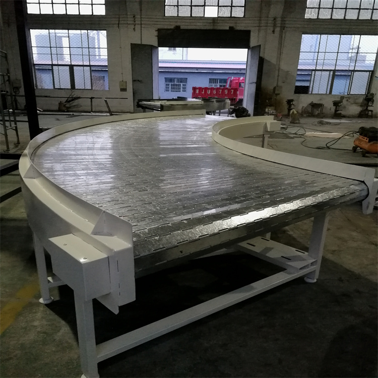 360度环形链板输送机金属板链分拣流水线油箱组装输送带