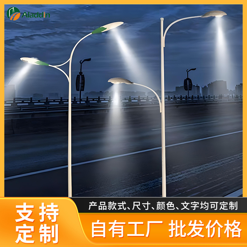 厂家直销工程6米8米市政工程路灯 农村户外led市电高低臂双头路灯
