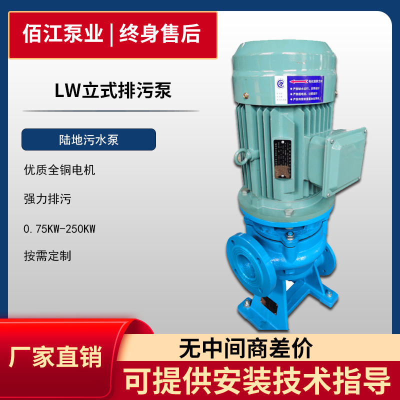 LW立式排污泵 无堵塞陆地排水泵 直立式污水泵 不锈钢耐腐蚀 厂家定制