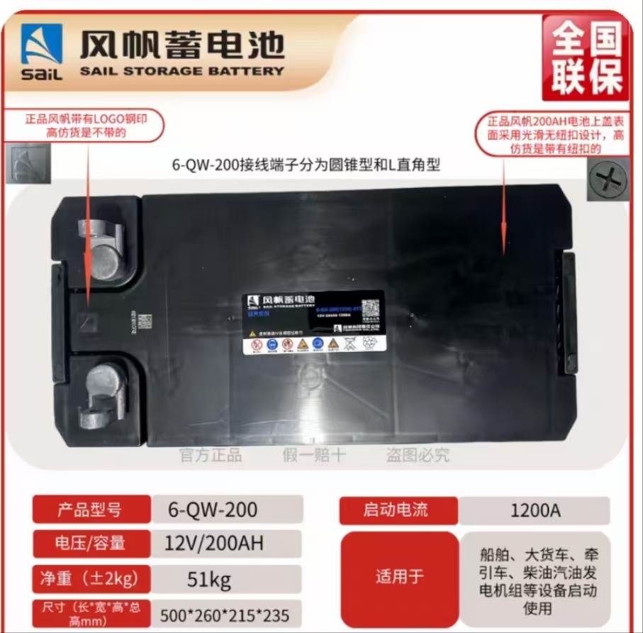 风帆蓄电池12V200AH