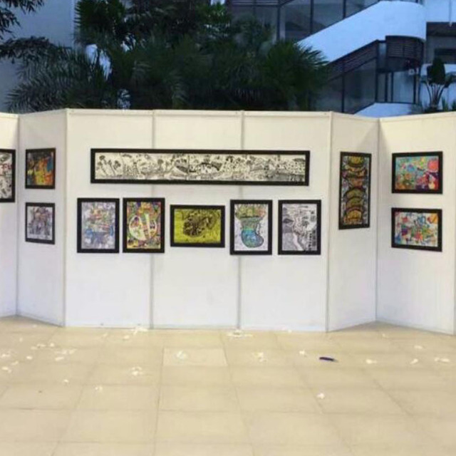 厂家艺术馆摄影挂画展架布置 活动展墙设计搭建移动展板画展展墙布置