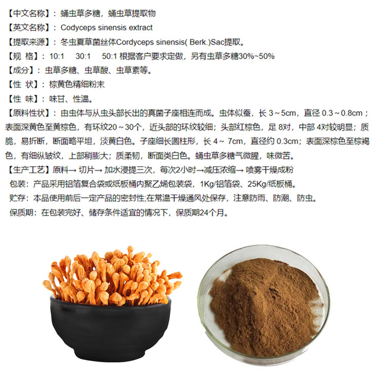 蛹虫草多糖 蛹虫草提取物 提取喷雾干燥工艺