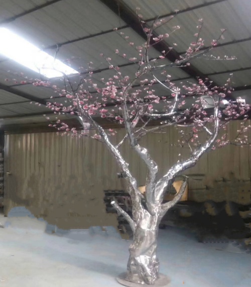 铁艺茶花小品定制|不锈钢玫瑰花雕塑|金属牡丹花艺术摆件