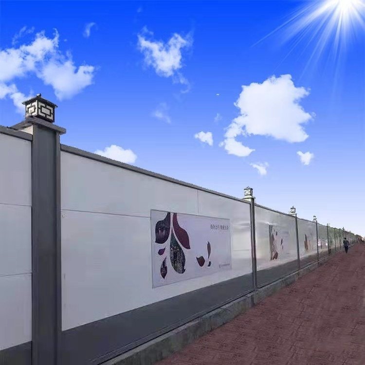 泡沫夹芯板围挡 石膏围挡 市政道路围墙 建筑工程围挡 小草铁皮彩钢围挡