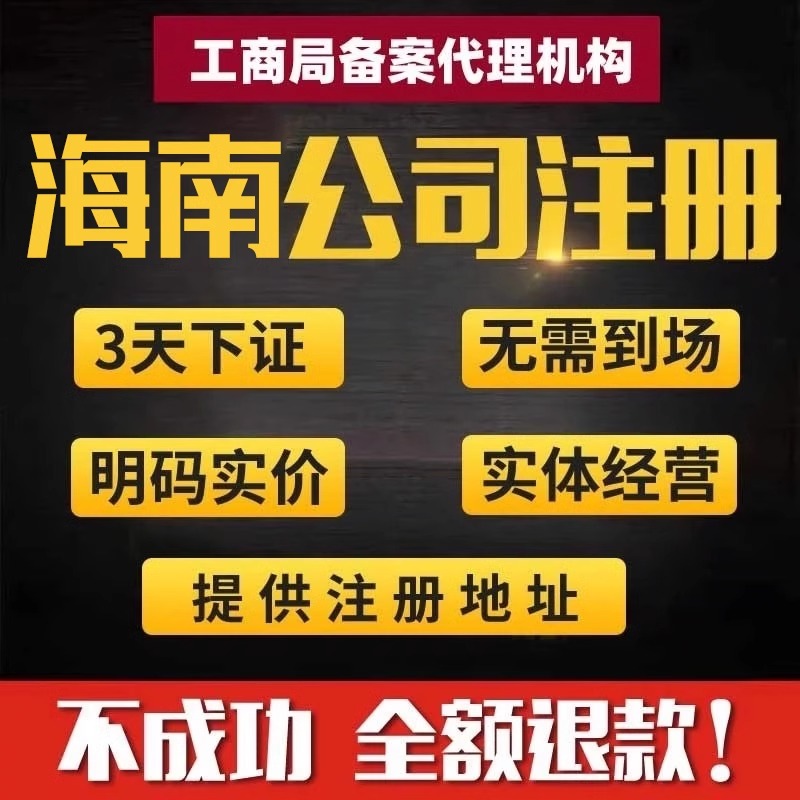 海南公司注册营业执照代理记账报税挂靠地址减资股权变更转让注销