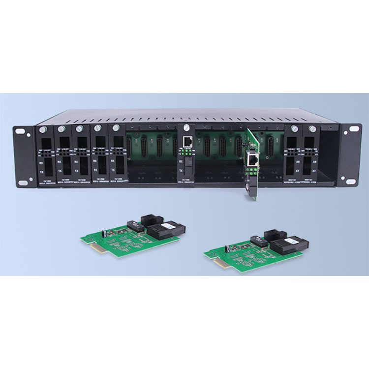 文朗WL-16A/B 16槽双电机架式 2U 16槽光纤收发器