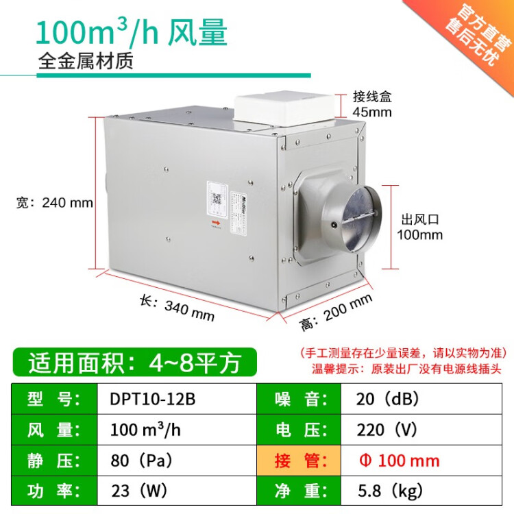 绿岛风（Nedfon）DPT25-86B低噪直流管道风机强力