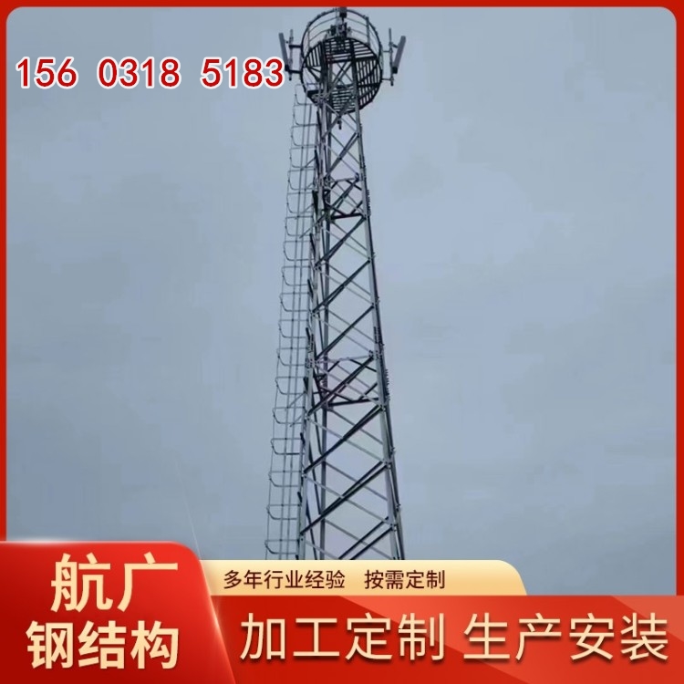 四柱角钢避雷塔楼顶装饰钢结构 接闪杆高层建筑防雷GH钢管杆避雷塔
