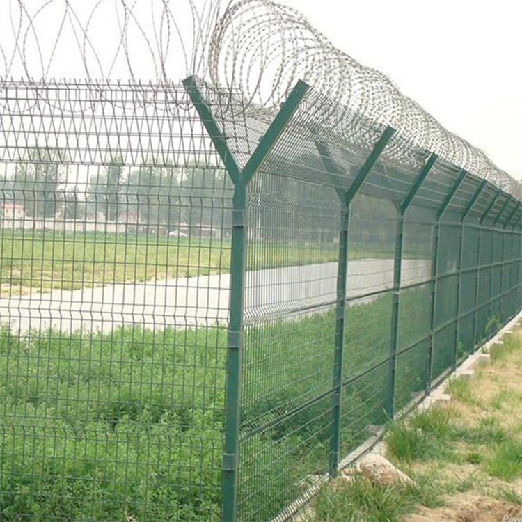 飞行区刺钢丝隔离栅机场围界护栏网刀片围网厂家定制 鹏方