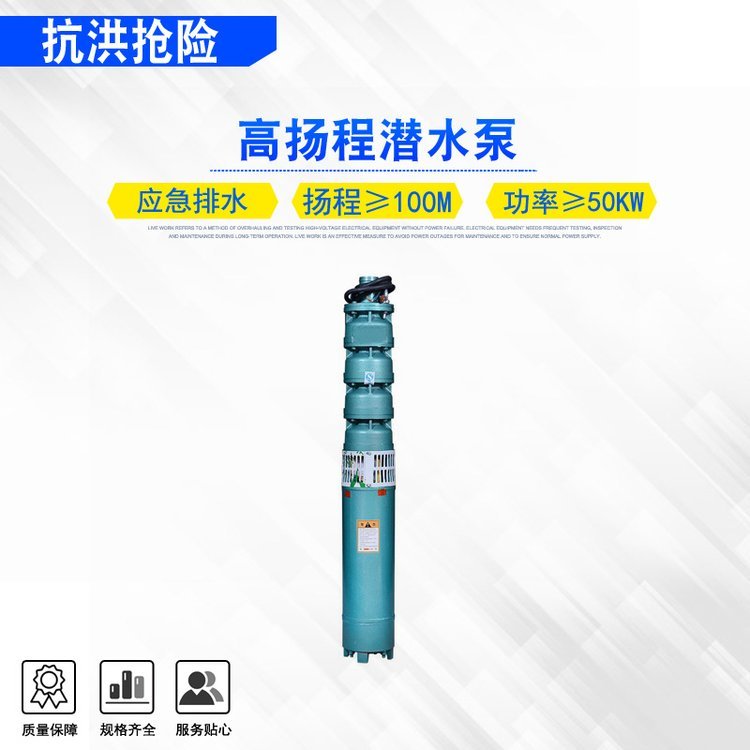 防汛抗洪物资抽水泵重量≤90kg三相电高扬程潜水泵扬程≥100m