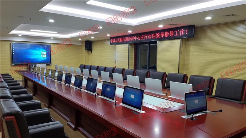 无纸化15.6寸～23.8寸会议桌显示屏升降器 可集中控制