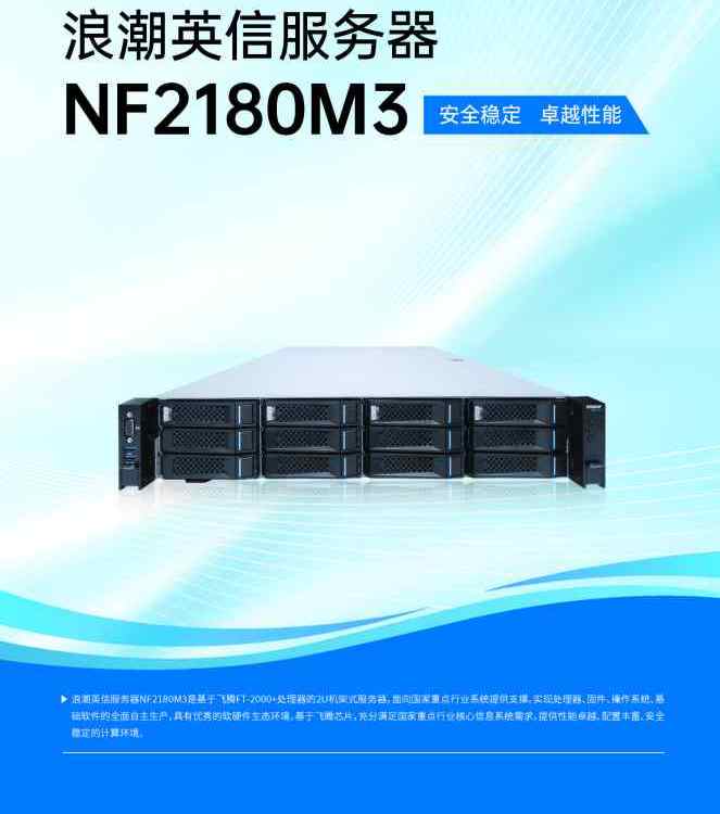 浪潮信创服务器NF2180M3 FT2000+/2.2GHz/64核/64GB/ 银河麒麟系统