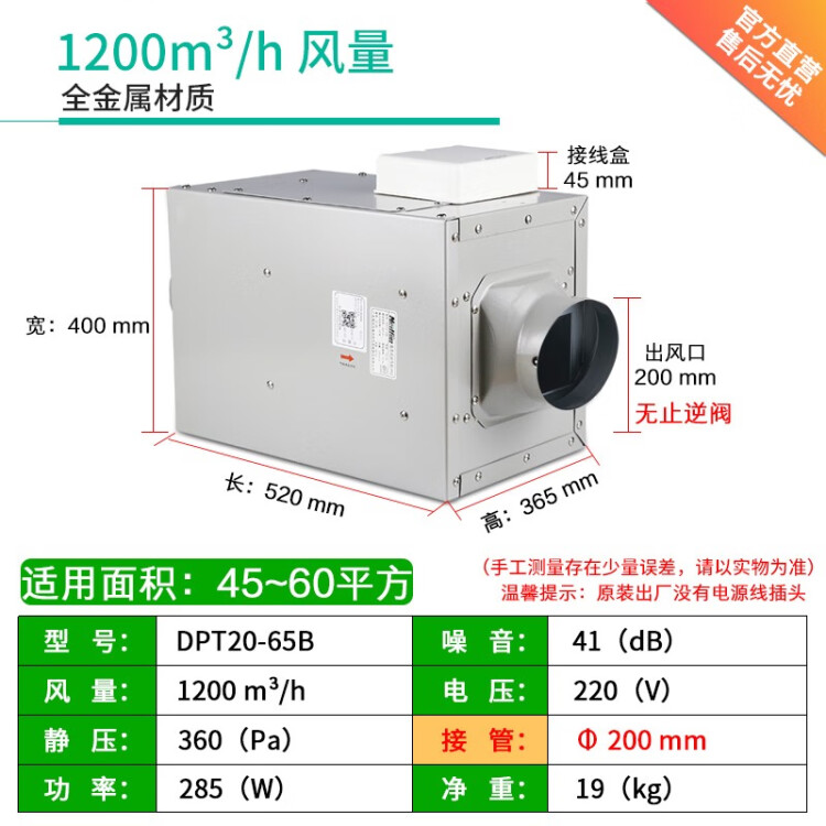 绿岛风（Nedfon）DPT10-12B低噪直流管道风机强力换气