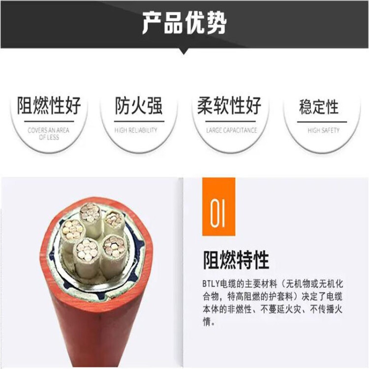 津达线缆柔性矿物绝缘防火电缆（NG-A或BTLY）牌4*