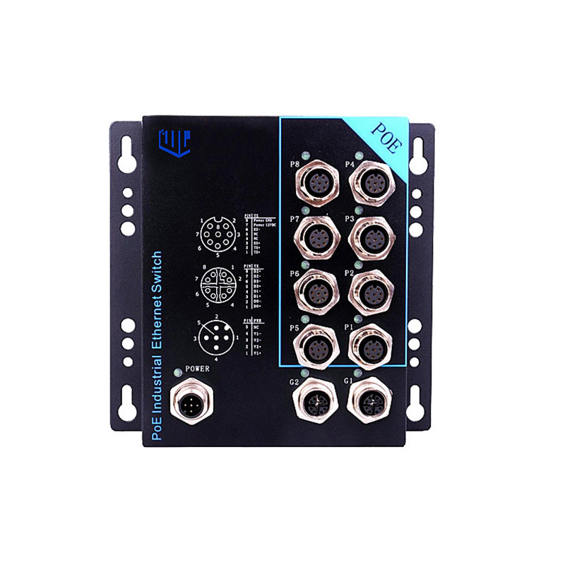 文朗WL-EN108BP02GE 10口M12千兆车载PoE工业交换机