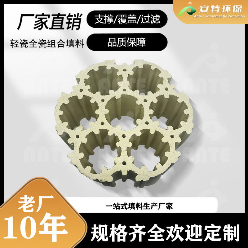 陶瓷多孔环 洗涤塔轻瓷全瓷组合环 七孔连环规整填料 安特厂家