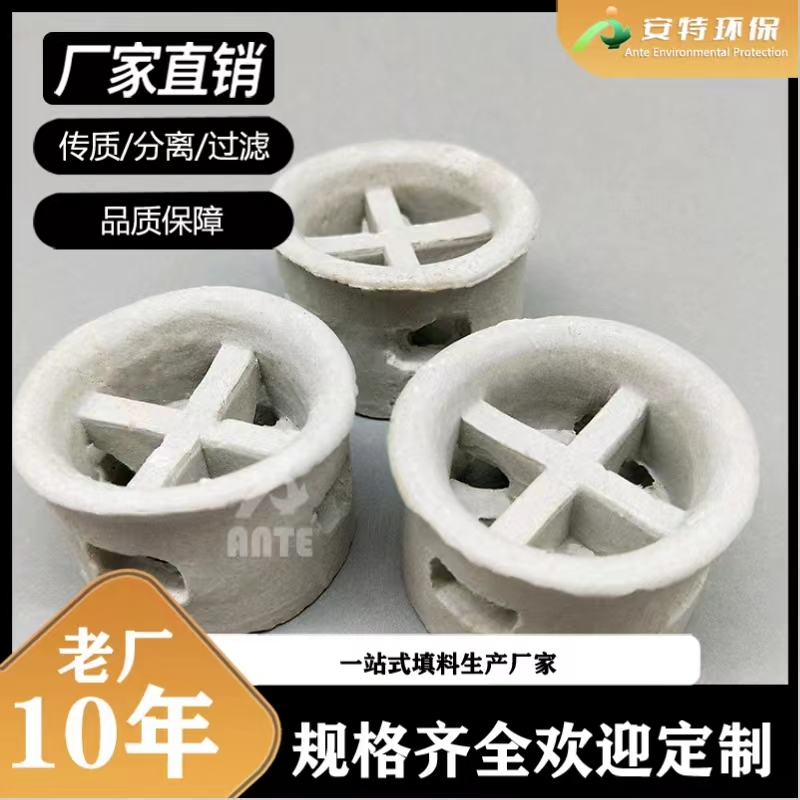 用于干燥塔 吸收塔的耐酸耐碱耐腐蚀陶瓷散堆填料 陶瓷阶梯环