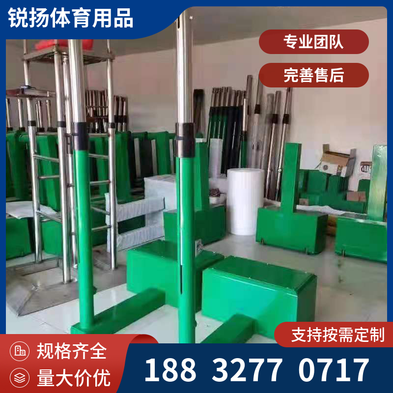 学校升降羽毛球柱 铸铁网球柱 便携式网架挂钩设计 外形美观
