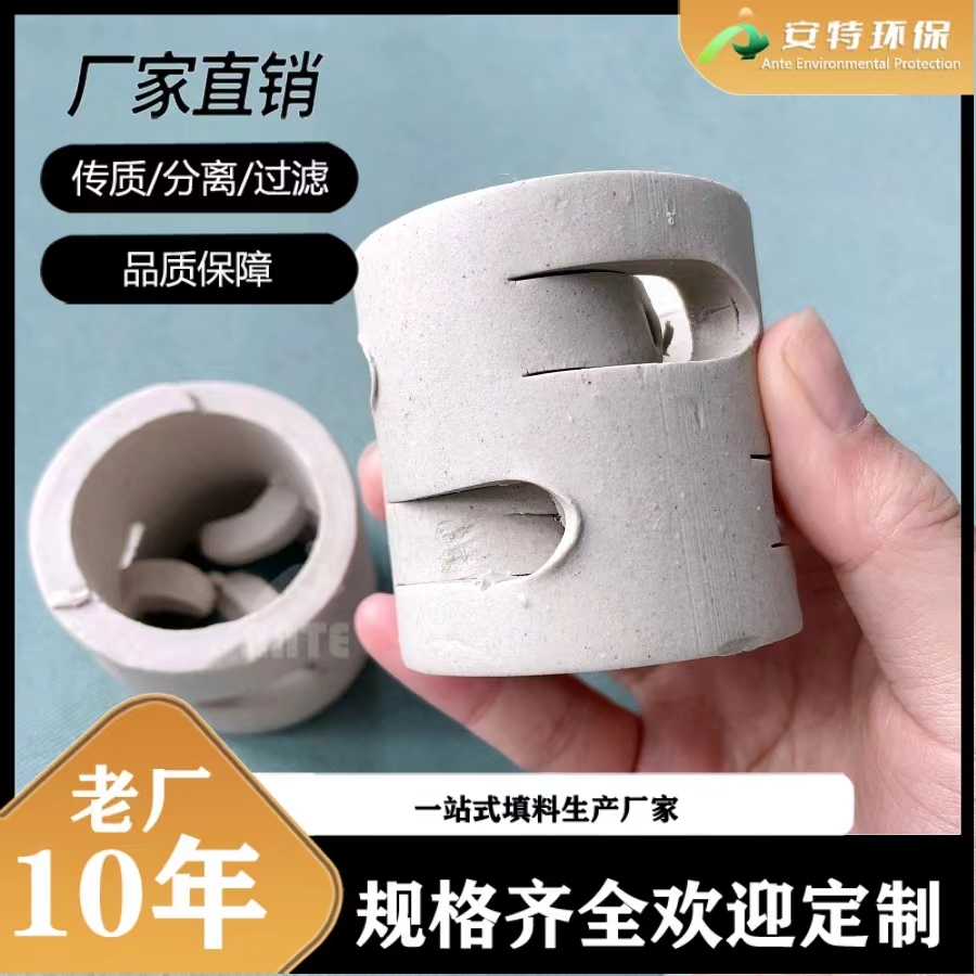 DN50mm 陶瓷鲍尔环 耐高温腐蚀 冷却塔使用 散堆填料 安特环保