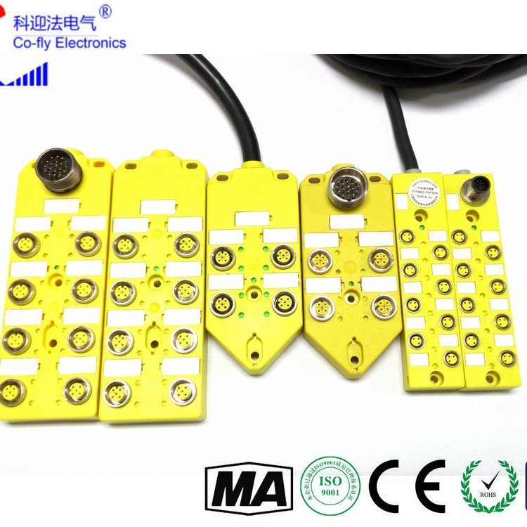 8口M12NPN型总线分线盒直出线黄色 KYF8K-M12-K4-NPN-L5M.YE