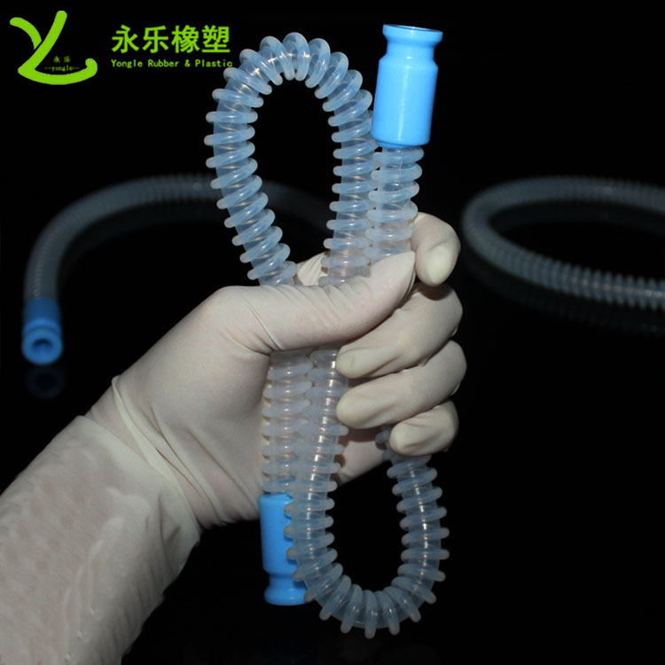 硅胶波纹管 医用呼吸机回路硅胶管带接头