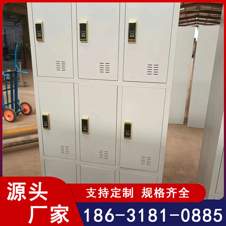 六九门工衣柜 双层加隔板铁皮储物柜 灰 员工更衣柜批发