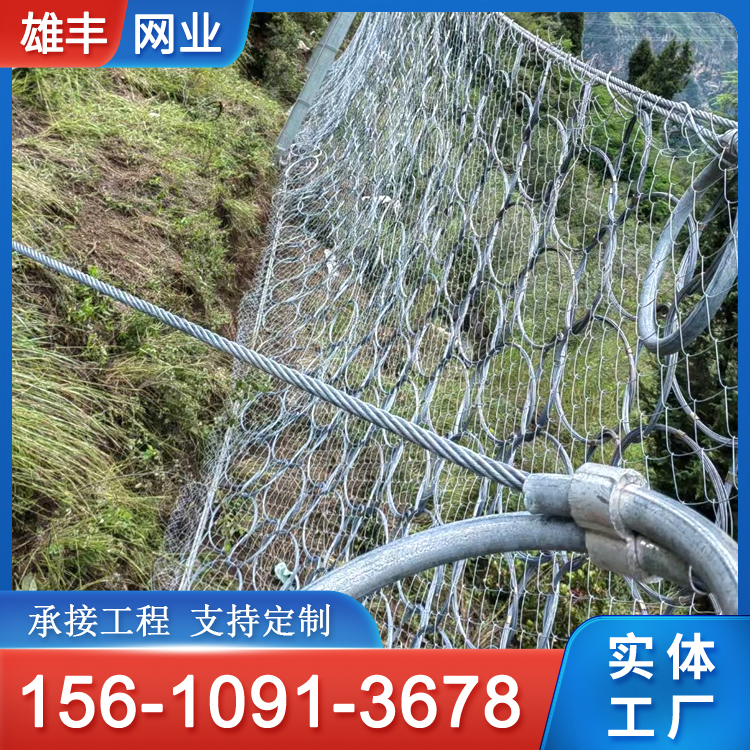落石拦截被动防护网 覆盖式引导防护网 山体护坡网 被动边坡防护网 雄丰