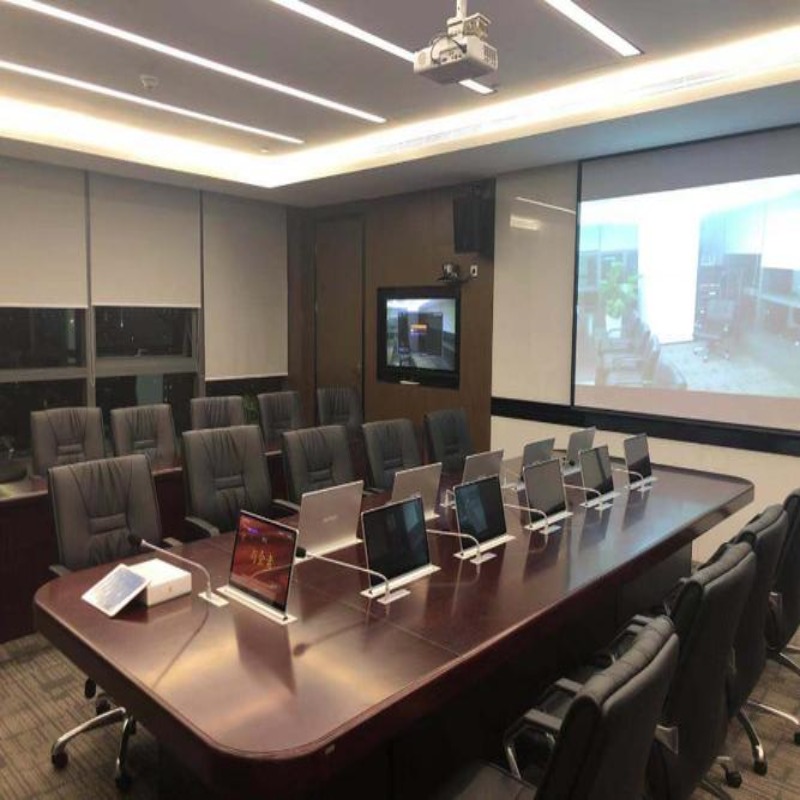 铝合金超薄液晶屏升降器 话筒一体电脑架 无纸化会议优选