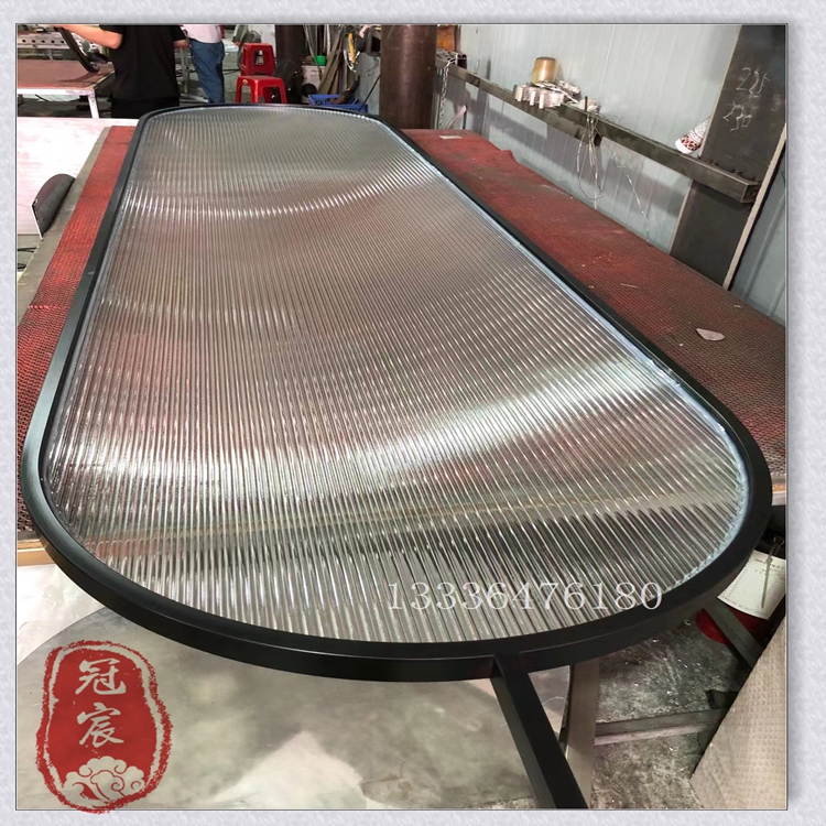 长虹玻璃隔断不锈钢铁艺中式现代简约轻奢客厅餐厅办公室屏风