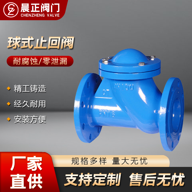 滑道滚球式止回阀 球型污水逆止阀 球墨铸铁法兰单向阀