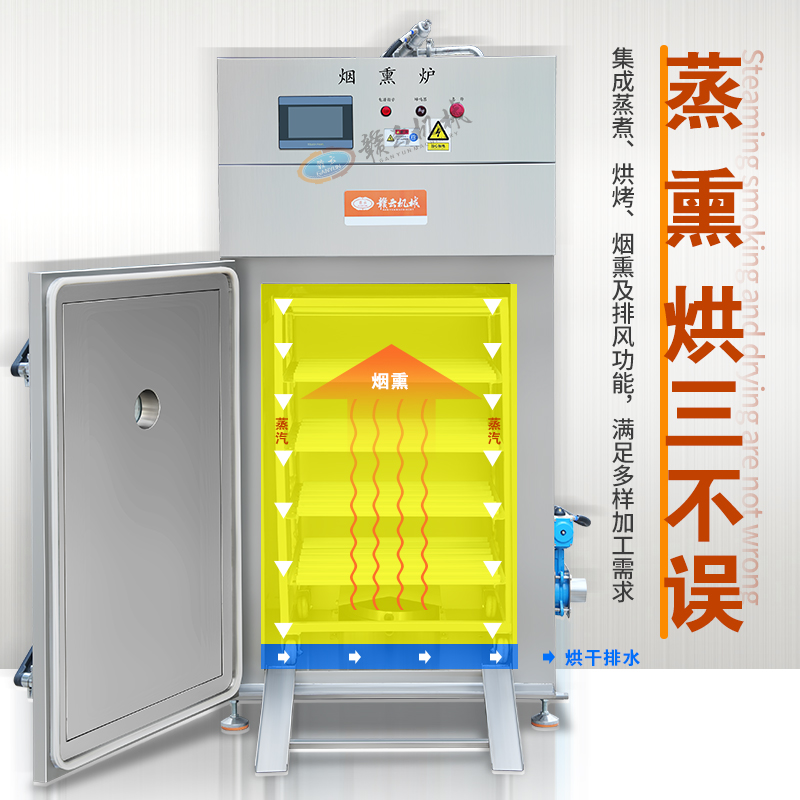 集合蒸煮烘干烟熏多功能为一体可智能控制的烟熏炉