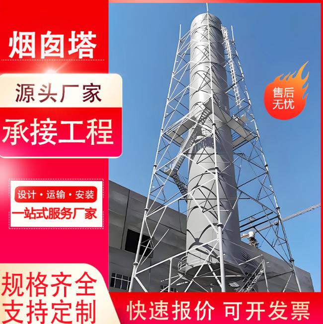 烟囱塔架钢结构角钢井字架直立式护架支架四柱烟囱支撑