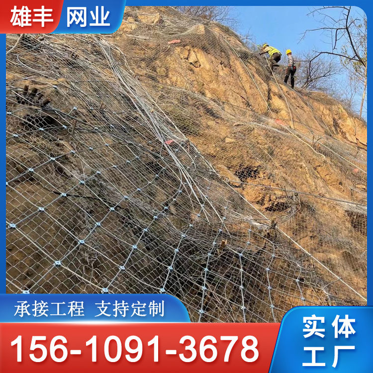 防落石主动防护网 景区拦石边坡柔性钢丝绳网 山体滑坡环形网 雄丰