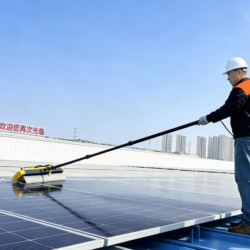 手持光伏滚刷机 600mm光伏板清洗刷 干湿两用 锂电池款