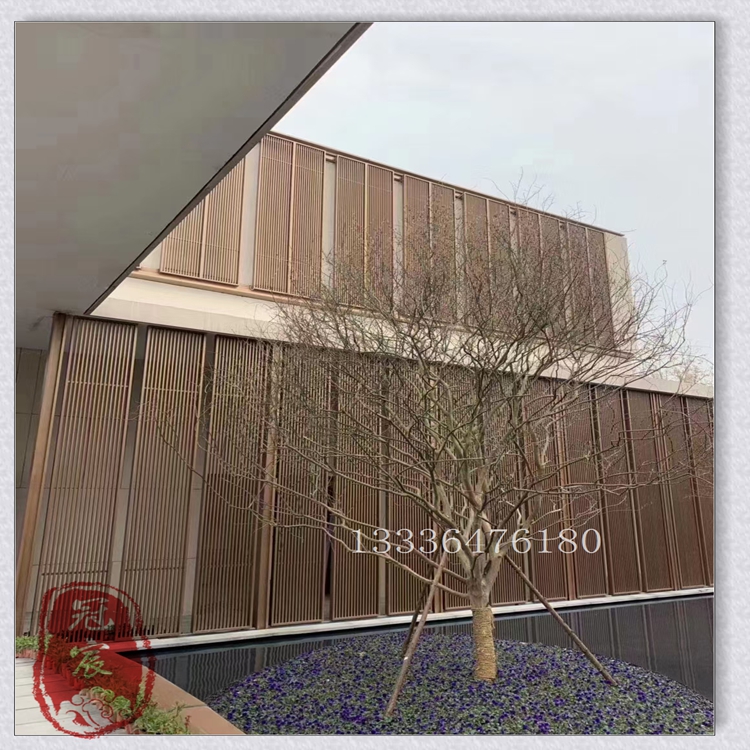 酒店售楼部大堂轻奢金属花格镂空背景墙 不锈钢玄关隔断屏风装饰