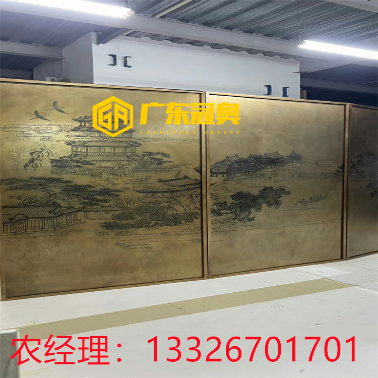 酒店大堂不锈钢山水画  不锈钢蚀刻风景名胜壁画