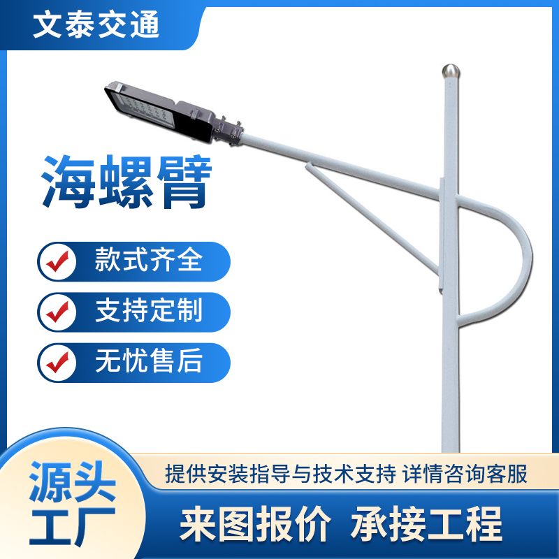 厂家批发led海螺臂6米8米路灯杆 市政道路工程照明市电单臂路灯