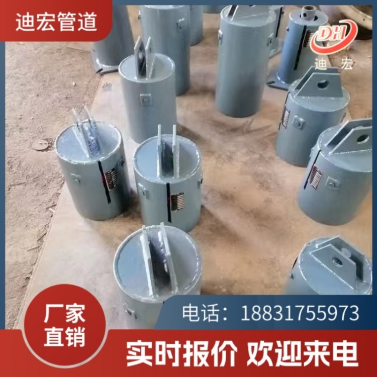 可变弹簧支吊架：由圆柱螺旋弹簧、位移指示板、壳体、荷载调节螺栓组成