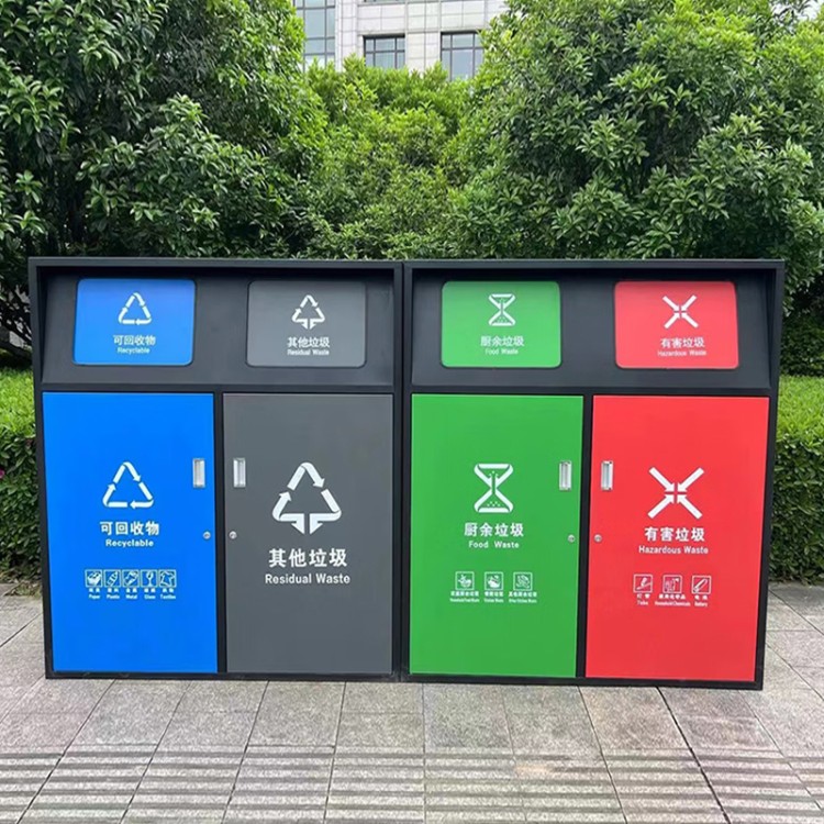中星金属 不锈钢户外环卫垃圾桶创意钢木果皮箱现货多款式景区垃圾箱