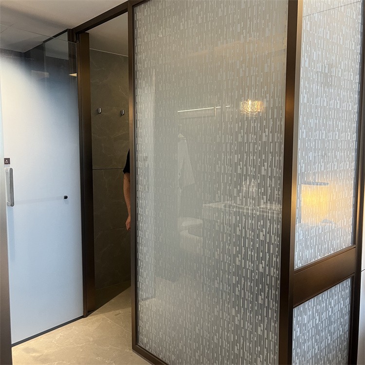 酒店淋浴房 透光不透人隐私玻璃 浴室干湿分离钢化玻璃定做