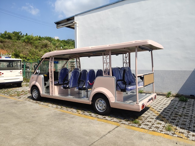 大理五菱WLD2140仿古格栅粉色套色观光电动车，景区观光14座，三年质保，超强动力