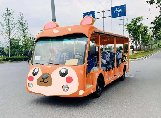 造型可爱卡通四轮电动观光车 动物园游乐场载客代步车