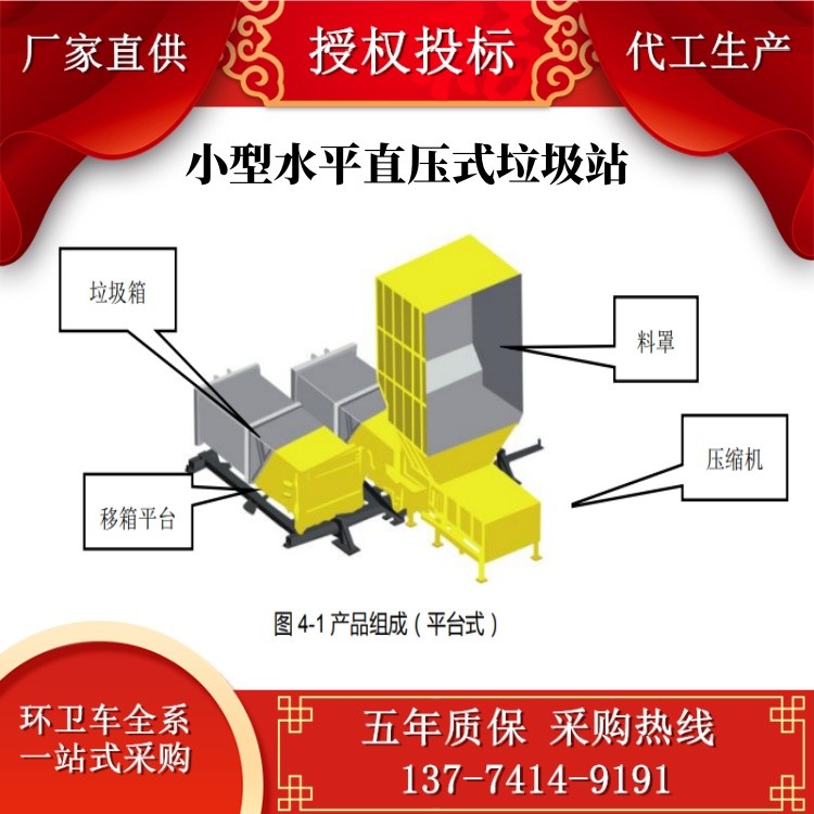 水平式垃圾压缩站　10方压缩垃圾站 　移动压缩垃圾站 垂直垃圾压缩站